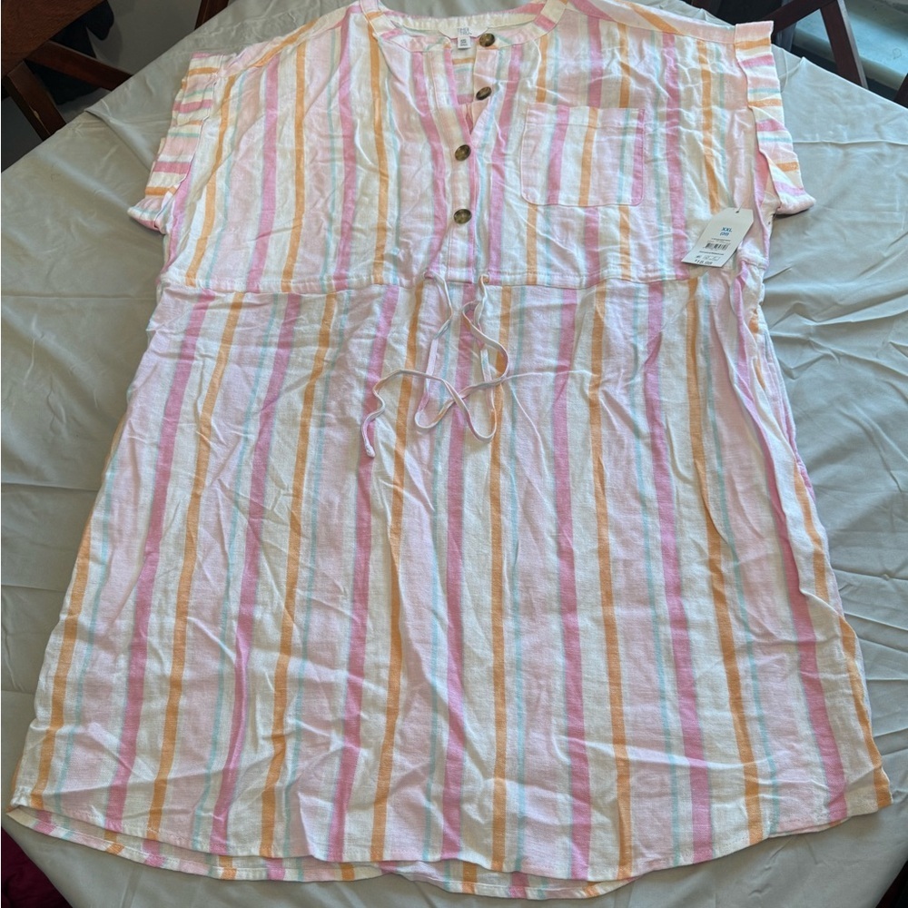 Time and Tru Pastel Striped Button-Down Shirt